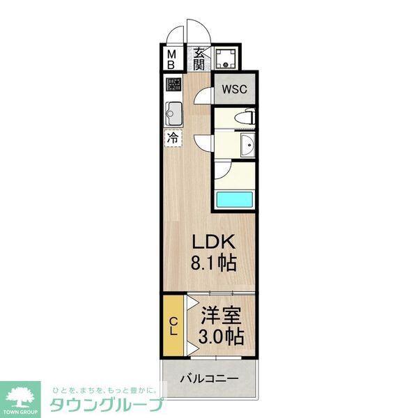 セノアタワー泉(1LDK/12階)の間取り写真