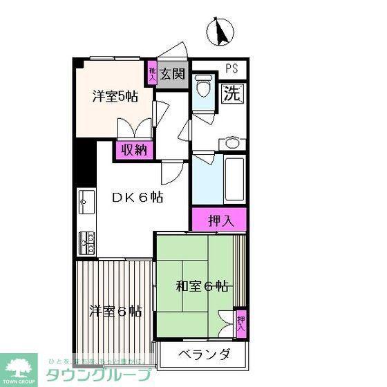 センターパレス国立(3DK/3階)の間取り写真