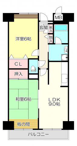サン・コーポラス小阪(2LDK/6階)の間取り写真