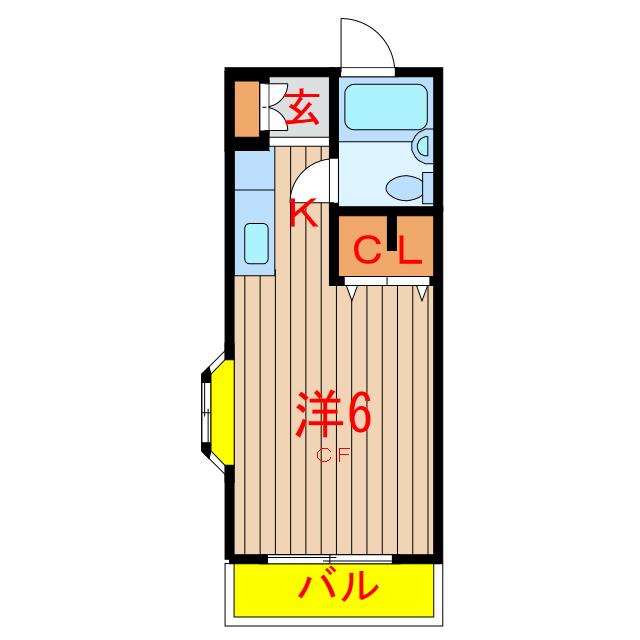 グレートハイツ(1K/2階)の間取り写真