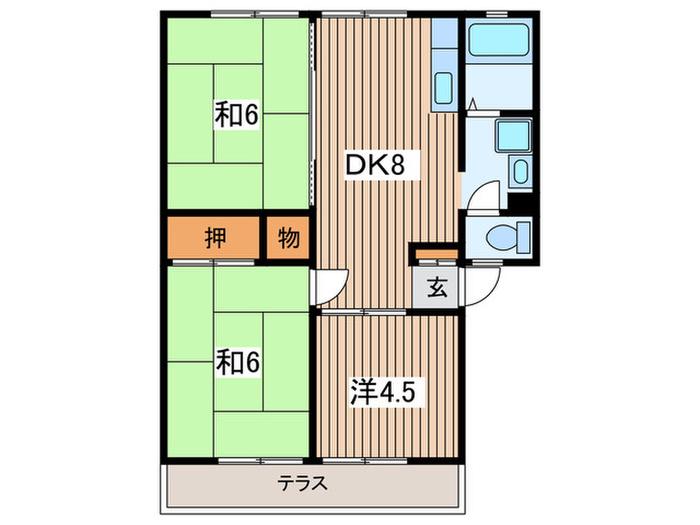 わかばハイツ 3(3DK/1階)の間取り写真