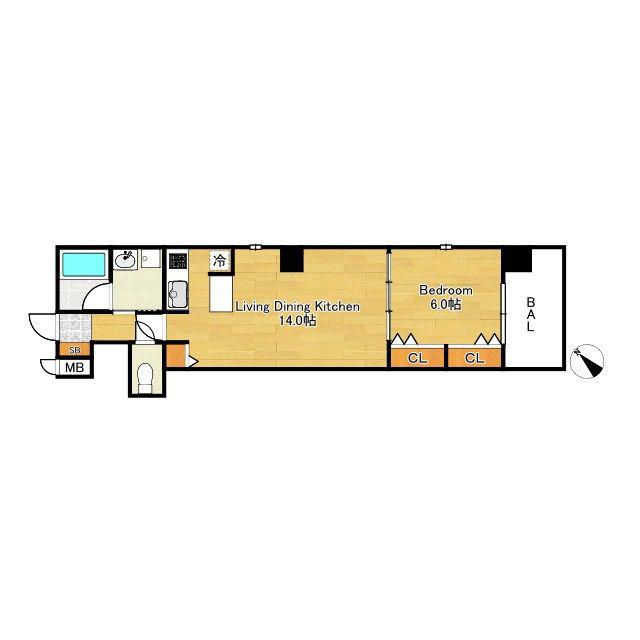 BROAD阿倍野阪南町RESIDENCE(1LDK/8階)の間取り写真