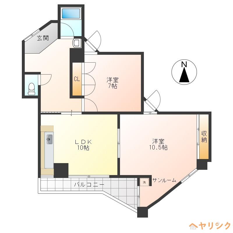 SS23ビル(2LDK/5階)の間取り写真