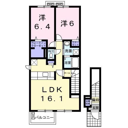 ザ・フォレスト参番館(2LDK/2階)の間取り写真