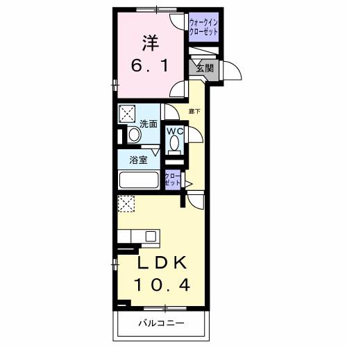 ヒカルサ神戸王塚台2(1LDK/2階)の間取り写真