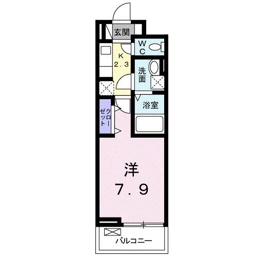 サンメリー辻・鴨宮(1K/3階)の間取り写真