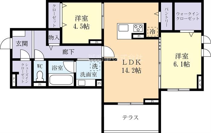 GRARIE(2LDK/3階)の間取り写真