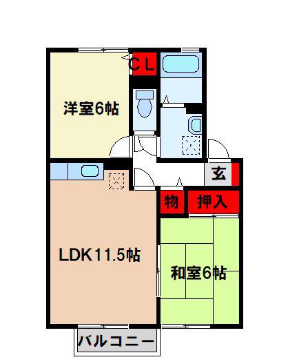 プラトー2K(2LDK/2階)の間取り写真