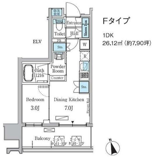 プライマル中央MINATO 旧 ライオンズフォーシア中央MINATO(1DK/4階)の間取り写真