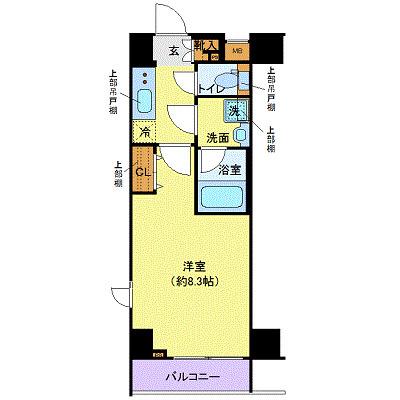 ガリシアレジデンス芝公園(1K/2階)の間取り写真