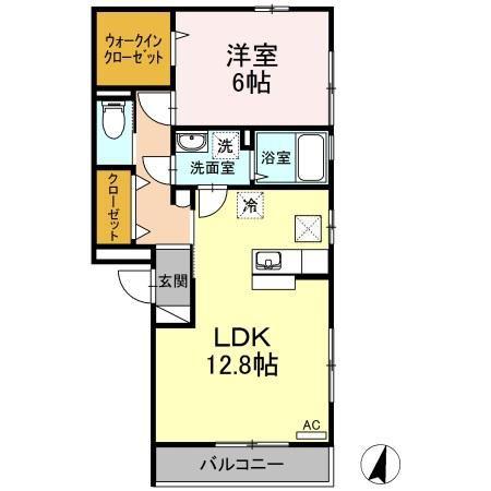 ジュネスあざみ(1LDK/1階)の間取り写真