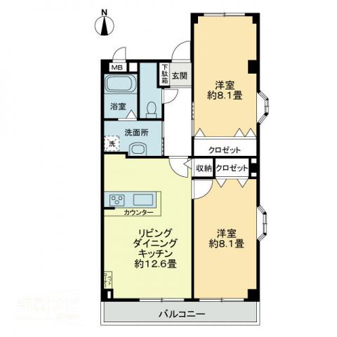 カサデルフェレオ(2LDK/3階)の間取り写真
