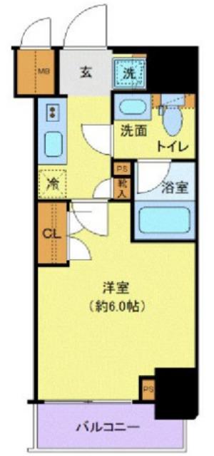 プレール・ドゥーク北品川(1K/8階)の間取り写真