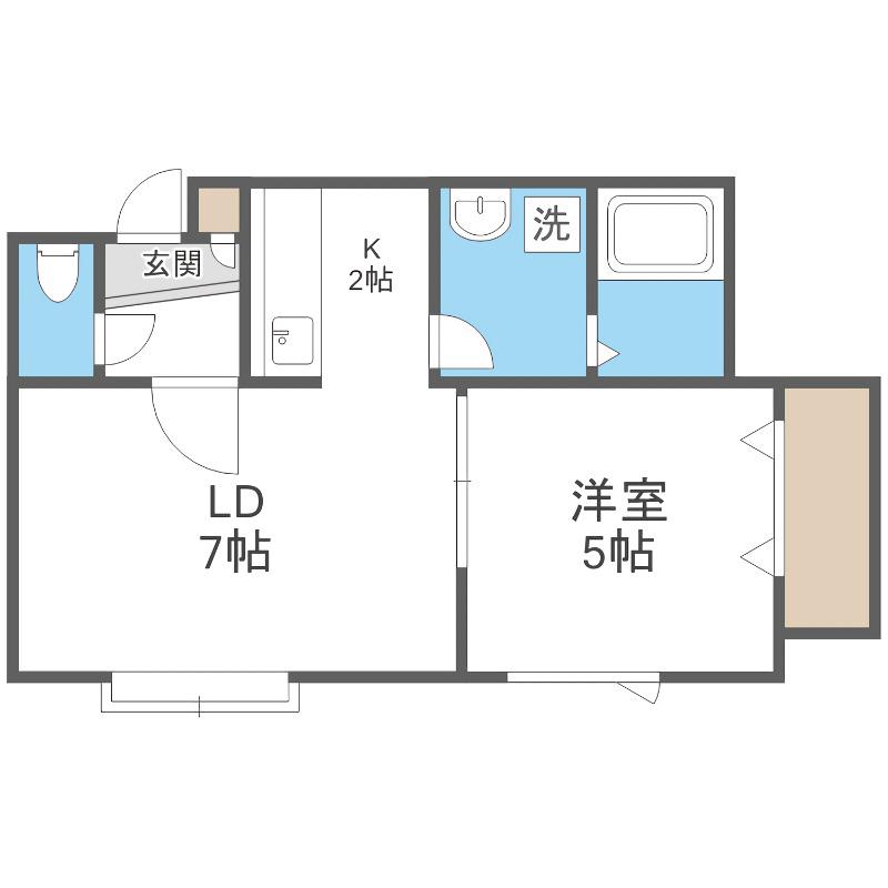 フロルドゥコルザII(1LDK/2階)の間取り写真
