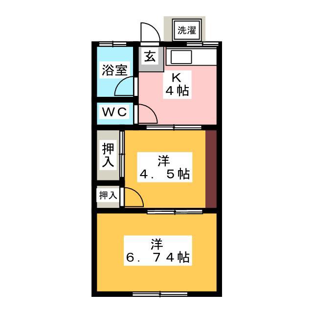 コーポ辻(2K/2階)の間取り写真