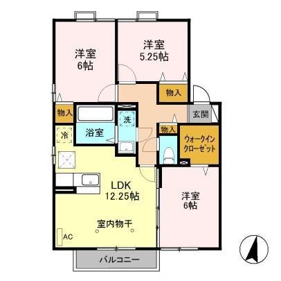 リビングタウン古河B(3LDK/1階)の間取り写真