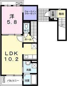 ROSAGE(1LDK/2階)の間取り写真