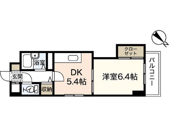 AZALEA中広(1DK/4階)の間取り写真