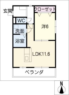 エクセル巽ヶ丘(1LDK/3階)の間取り写真