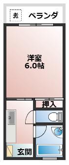 大徳ハイツ(1K/3階)の間取り写真