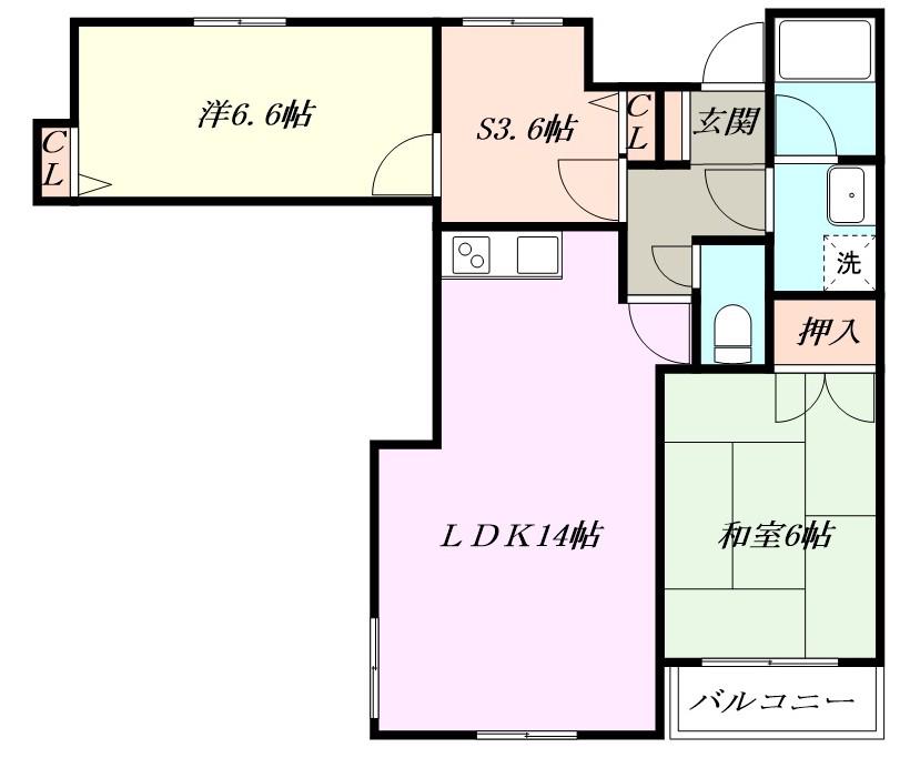 ドミトリー箕面(2SLDK/3階)の間取り写真