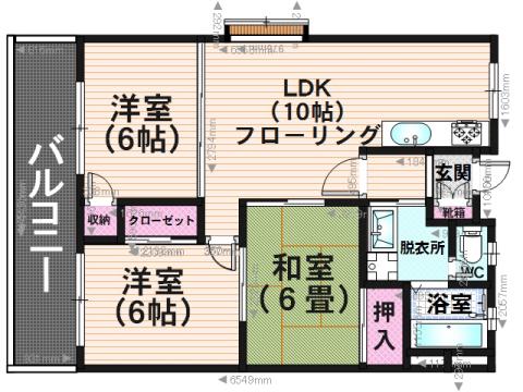サンコーポたかき(3LDK/3階)の間取り写真