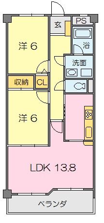 ブリランテ(2LDK/4階)の間取り写真