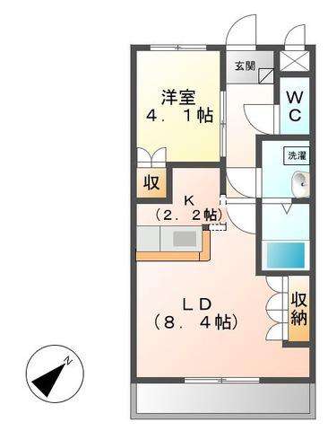 レジデンス・ヒルズ(1LDK/2階)の間取り写真