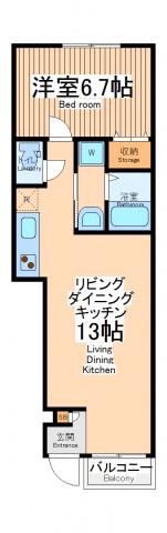 パールオハナ(1LDK/1階)の間取り写真