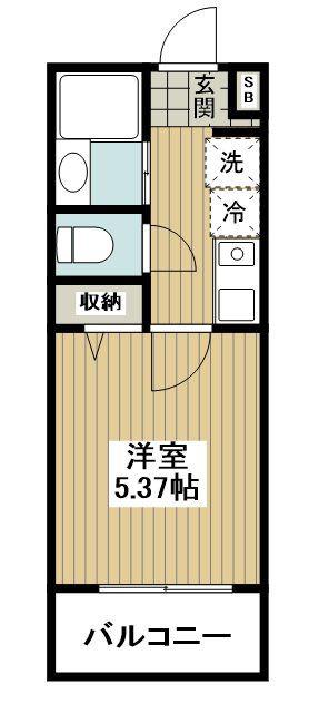 フルセイル橋本15(1K/2階)の間取り写真