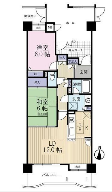ダイアパレス泉中央3丁目(2LDK/1階)の間取り写真