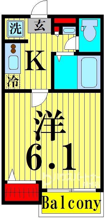 グランクオール西綾瀬1丁目(1K/2階)の間取り写真