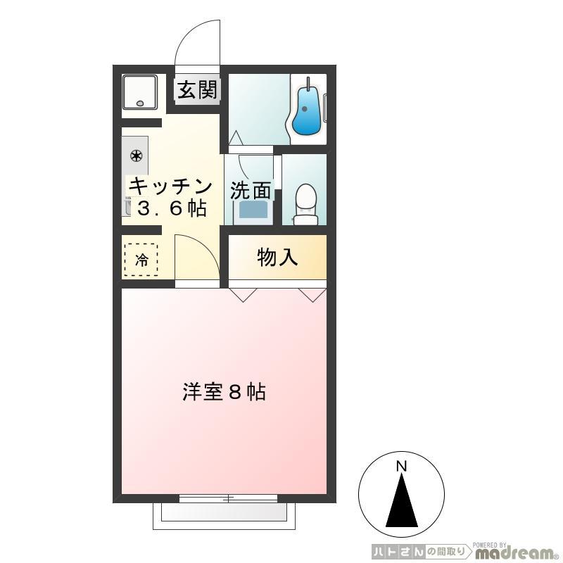 細井ハイツI(1K/2階)の間取り写真