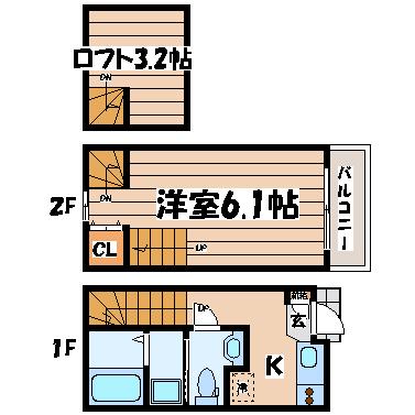 D-CASA文化町(1K/1階)の間取り写真