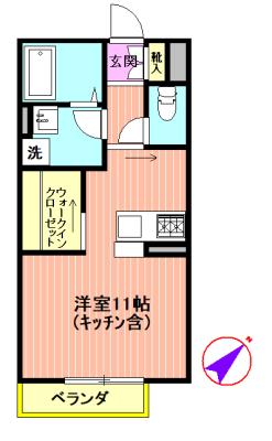 セジュール守屋(ワンルーム/1階)の間取り写真