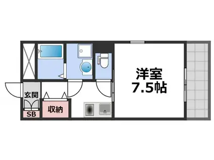 ラシーヌ上本町(1K/4階)の間取り写真