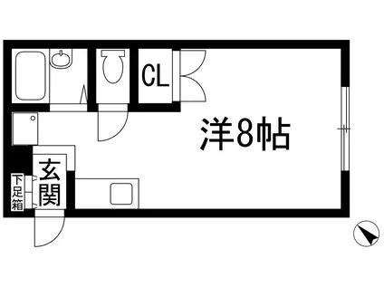 ヴィラ上ヶ原(ワンルーム/2階)の間取り写真