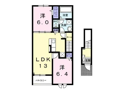 JR山陽本線 松永駅 徒歩10分 2階建 築3年(2LDK/2階)の間取り写真
