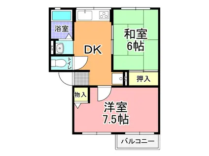 シティハイムコスモ(2DK/1階)の間取り写真