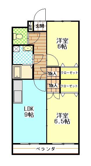 グロワール(2LDK/3階)の間取り写真