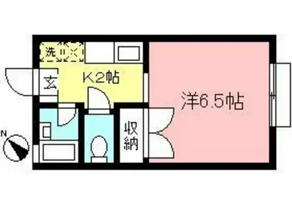 小田急多摩線 栗平駅 徒歩4分 2階建 築36年(1K/1階)の間取り写真
