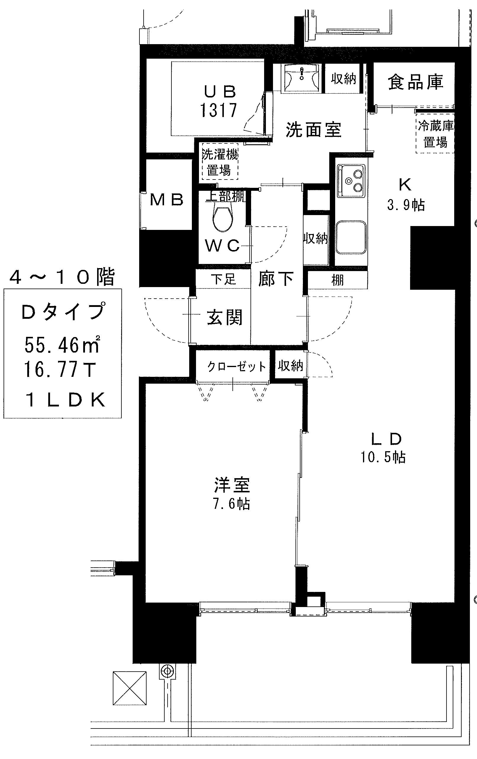 ゴサロレジデンス(1LDK/9階)の間取り写真
