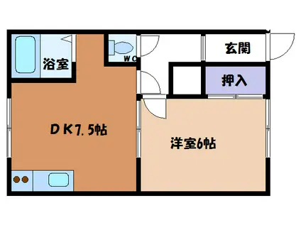 ハイツJ(1DK/3階)の間取り写真