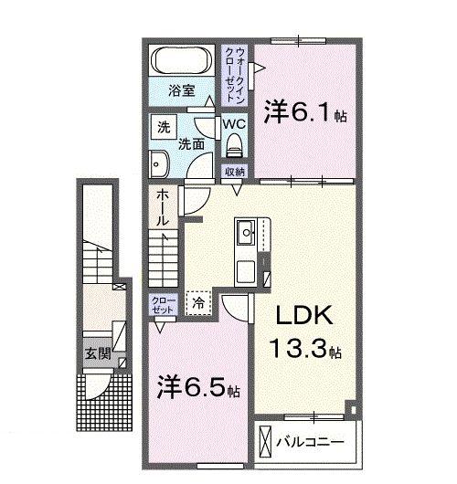 ホーク・FTI(2LDK/2階)の間取り写真