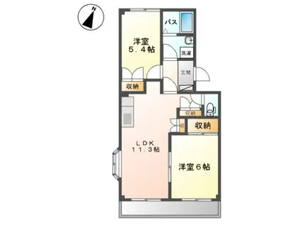 エルカディアI(2LDK/2階)の間取り写真