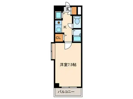 ステイツ西新オレンジ通(1K/6階)の間取り写真