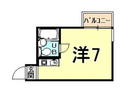 甲子園ハイム W棟(ワンルーム/2階)の間取り写真