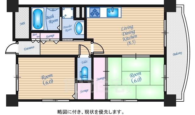 ルミエール・クマダ(2DK/3階)の間取り写真