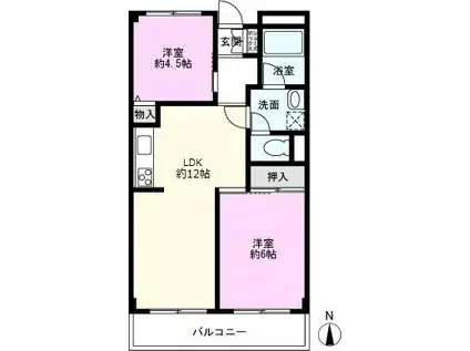 ジュネスタウン戸田(2LDK/3階)の間取り写真