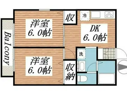 メイプルコート立川(2DK/1階)の間取り写真